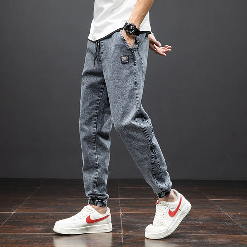 Spring Summer Black Blue Cargo Jeans Men Streetwear Denim Jogger Pants