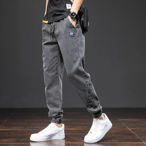 Spring Summer Black Blue Cargo Jeans Men Streetwear Denim Jogger Pants