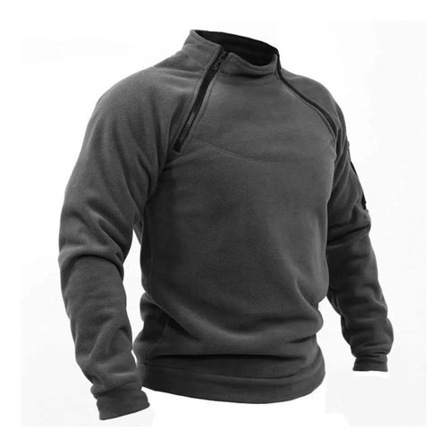 Mens Streetwear Military Sweatshirt Fleece Winter Zipper Pullover