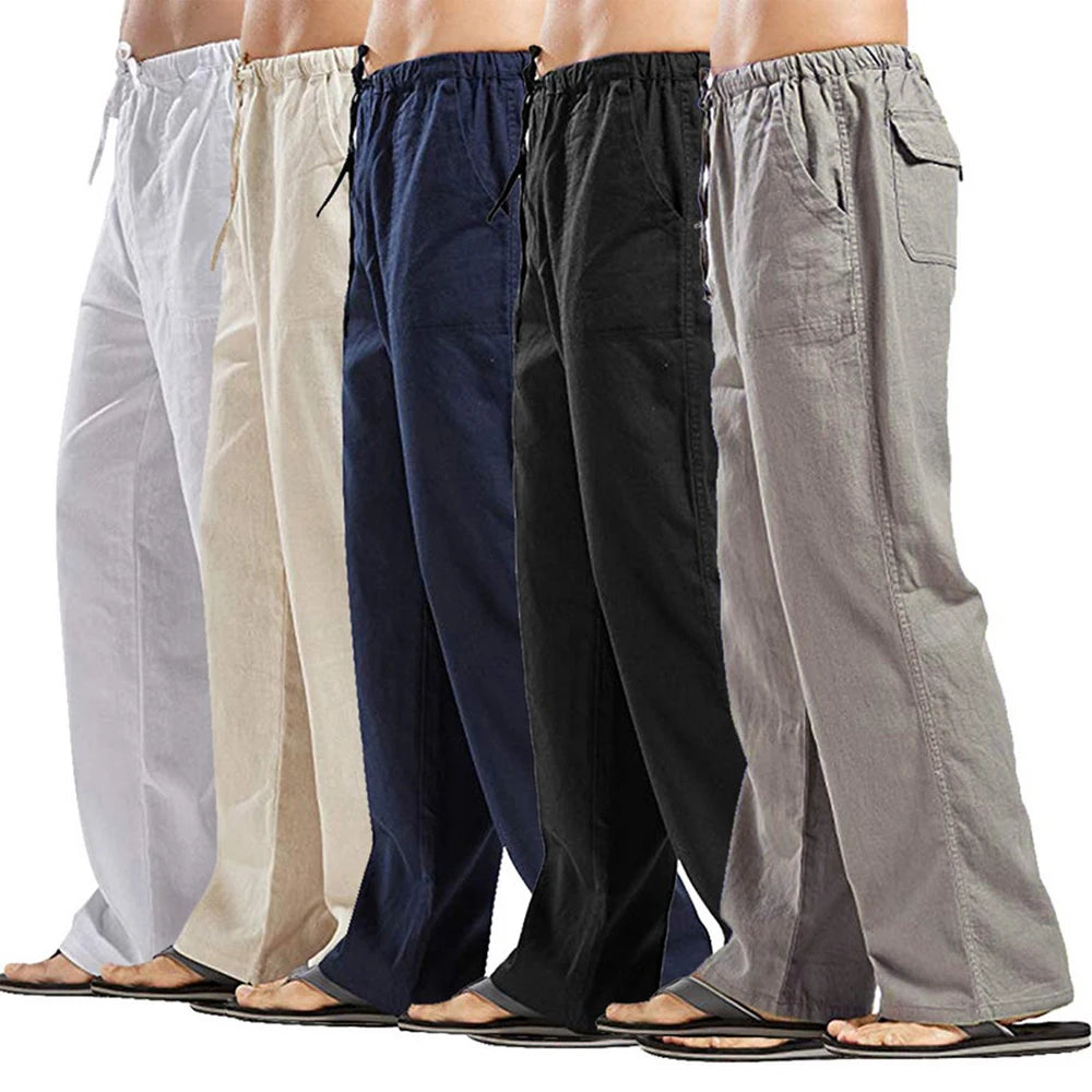 Men's Cotton Linen Pants Joggers Sweatpants Streetwear Breathable