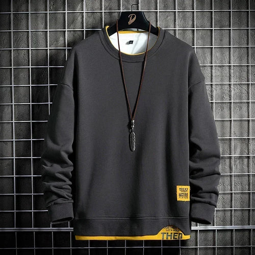 2024 Men New Sweatshirt  Patchwork Letter Print Hoodies Fashion Long