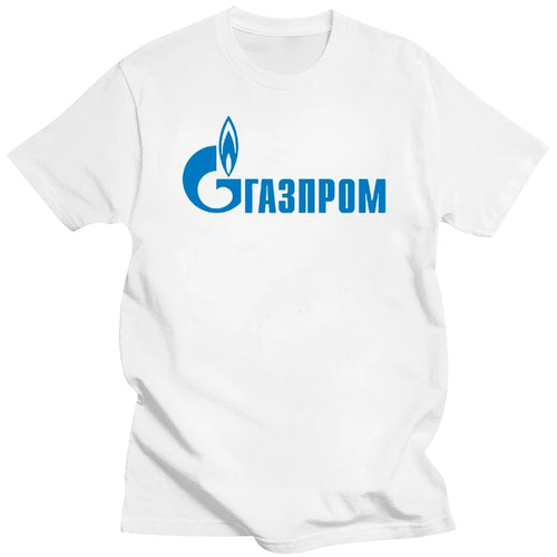 GAZPROM logo Vladimirs Putins Krievija Krievijas vīriešu balts t-krekls Jauns T 