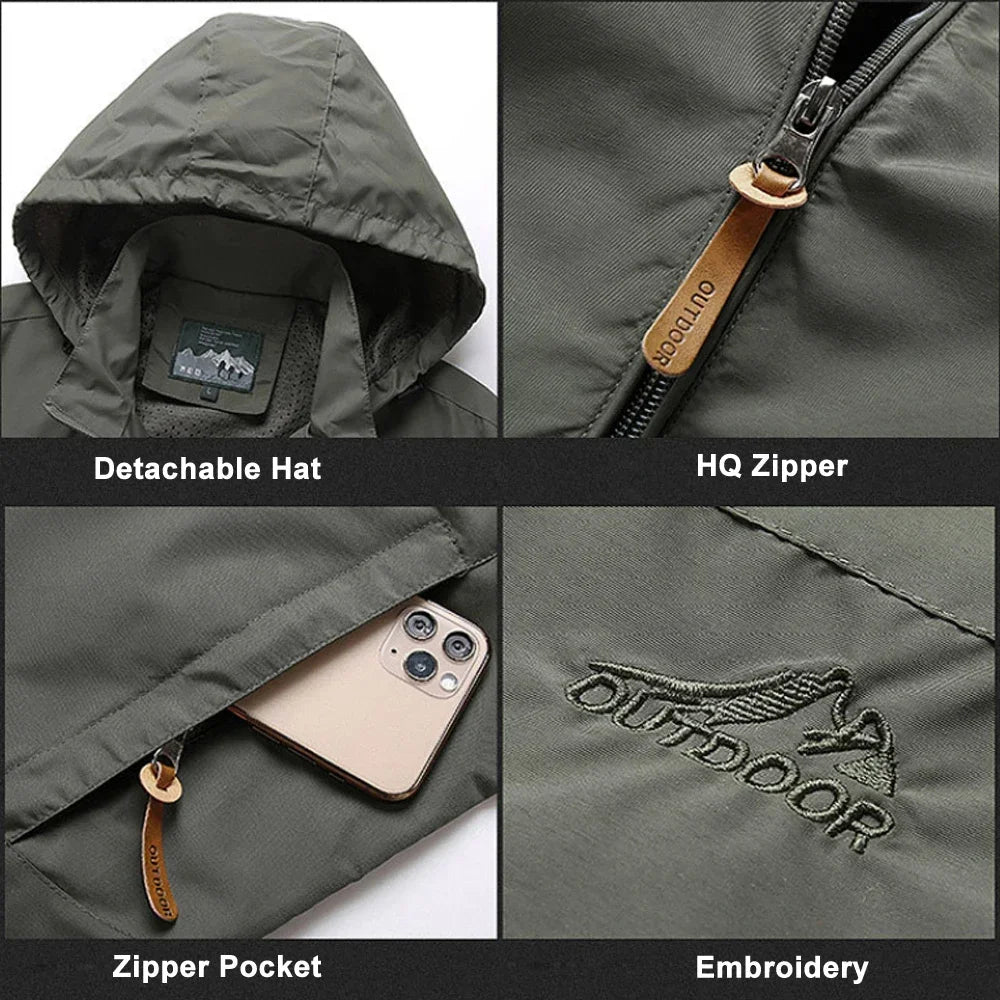 Windbreaker Men Tactical Jacket Waterproof Outdoor Hooded Coat Sports