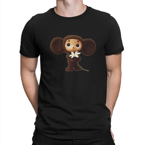 Čeburaška krievu karikatūra Polyester Cute T krekls Retro padomju 