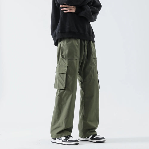 Streetwear Hip Hop Joggers Cargo Pants Men Multi-Pocket Elastic Waist