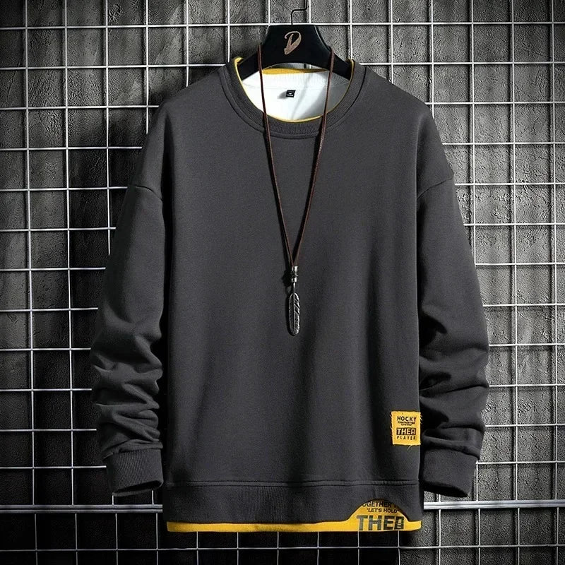 2024 Men New Sweatshirt  Patchwork Letter Print Hoodies Fashion Long