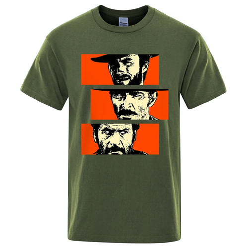 The Good the Bad and Ugly Blondie Angel Eyes Tuco Cowboy T Shirt  Men