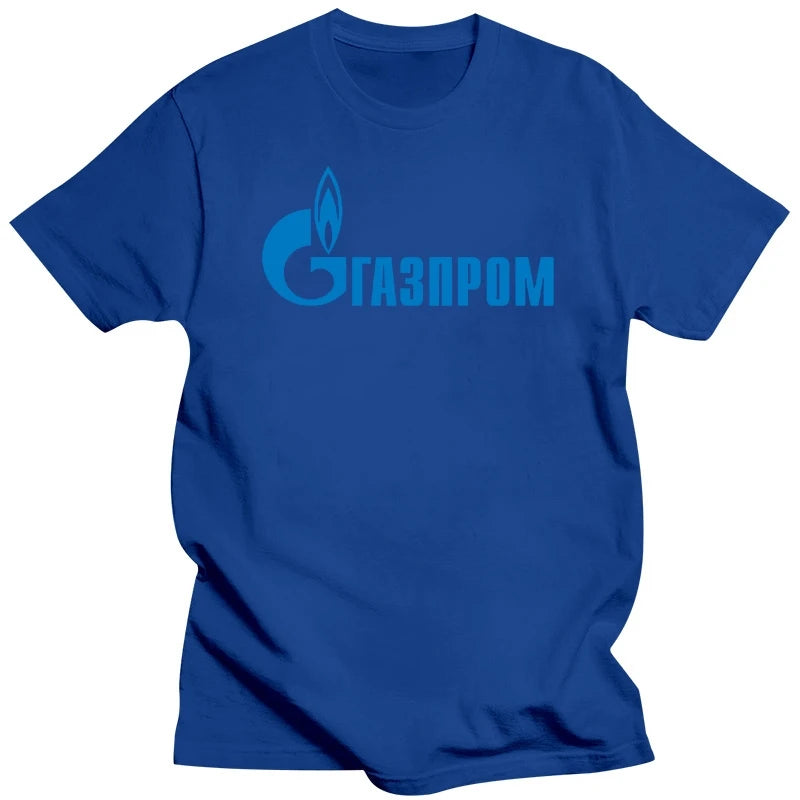 GAZPROM logo Vladimirs Putins Krievija Krievijas vīriešu balts t-krekls Jauns T 